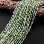 Micro Faceted Natural Green Prehnite Rondelle Beads 3mm 4mm 6mm 15.5" Strand
