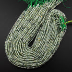Micro Faceted Natural Green Prehnite Rondelle Beads 3mm 4mm 6mm 15.5" Strand
