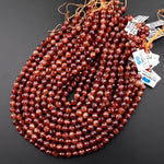 Natural Orange Hessonite Garnet Faceted 4mm 6mm 8mm Round Beads 15.5" Strand