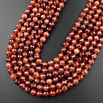 Natural Orange Hessonite Garnet Faceted 4mm 6mm 8mm Round Beads 15.5" Strand