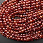 Natural Orange Hessonite Garnet Faceted 4mm 6mm 8mm Round Beads 15.5" Strand