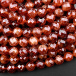 Natural Orange Hessonite Garnet Faceted 4mm 6mm 8mm Round Beads 15.5" Strand