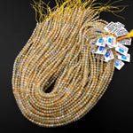 Rare Natural Yellow Aquamarine Heliodor 4mm Smooth Round Beads 15.5" Strand