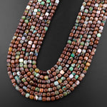 Natural Brown Green Chrysoprase Faceted 3mm 4mm Cube Square Dice Beads Gemstone From Australia 15.5" Strand