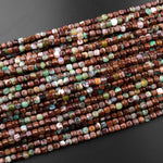 Natural Brown Green Chrysoprase Faceted 3mm 4mm Cube Square Dice Beads Gemstone From Australia 15.5" Strand