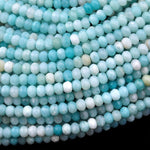 AAA Faceted Natural Blue Amazonite 5mm 6mm 8mm Rondelle Beads 15.5" Strand