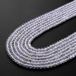 AAA Faceted Natural White Topaz 3mm 4mm Rondelle Beads Micro Laser Diamond Cut Gemstone 15.5" Strand