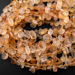 Natural Rough Raw Yellow Citrine Beads Nuggets Freeform Teardrop Pear Shape Flower Petal Nuggets Hammered Nugget 15.5" Strand