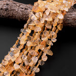 Natural Rough Raw Yellow Citrine Beads Nuggets Freeform Teardrop Pear Shape Flower Petal Nuggets Hammered Nugget 15.5" Strand