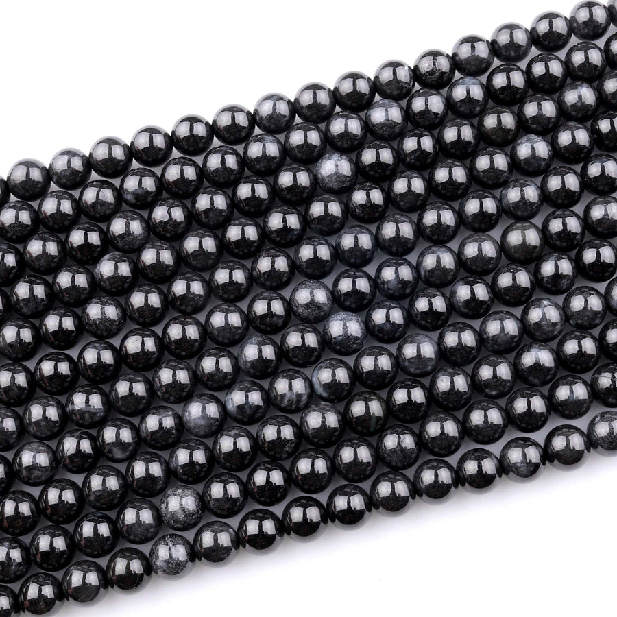 From Burma Stunning Natural Burmese Black Jade Round Beads 4mm 6mm 8mm 10mm 15.5" Strand