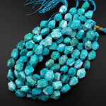 Natural Russian Amazonite Beads Chunky Large Faceted Freeform Nuggets 15.5" Strand