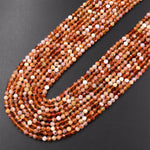 AAA Faceted Natural Orange Yellow Brandy Opal 3mm 4mm 5mm Round Beads Extra Gemmy 15.5" Strand