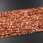AAA Faceted Natural Orange Yellow Brandy Opal 3mm 4mm 5mm Round Beads Extra Gemmy 15.5" Strand