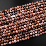 Faceted Natural Black Sunstone 6mm 8mm 10mm Round Beads 15.5" Strand