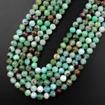 Natural Australian Green Chrysoprase Faceted Round 4mm 8mm Beads Diamond Cut Gemstone Beads 15.5" Strand