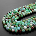 Natural Australian Green Chrysoprase Faceted Round 4mm 8mm Beads Diamond Cut Gemstone Beads 15.5" Strand