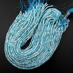 AAA Natural Blue Amazonite 4mm 5mm Faceted Round Beads Micro Laser Diamond Cut Gemstone 15.5" Strand