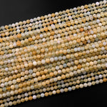 Rare Natural Yellow Aquamarine Heliodor 4mm Smooth Round Beads 15.5" Strand