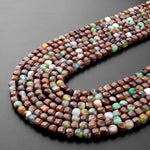 Natural Brown Green Chrysoprase Faceted 3mm 4mm Cube Square Dice Beads Gemstone From Australia 15.5" Strand