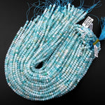 AAA Faceted Natural Blue Amazonite 5mm 6mm 8mm Rondelle Beads 15.5" Strand