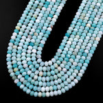 AAA Faceted Natural Blue Amazonite 5mm 6mm 8mm Rondelle Beads 15.5" Strand