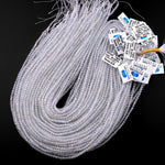 AAA Faceted Natural White Topaz 3mm 4mm Rondelle Beads Micro Laser Diamond Cut Gemstone 15.5" Strand