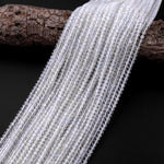 AAA Faceted Natural White Topaz 3mm 4mm Rondelle Beads Micro Laser Diamond Cut Gemstone 15.5" Strand