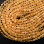 Natural Golden Citrine 4mm 6mm 8mm 10mm Round Beads Gemstone 16" Strand