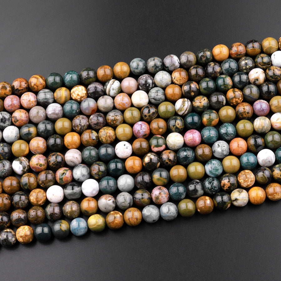 Natural Ocean Jasper Round Beads 4mm 6mm 8mm 10mm 12mm High Quality Round Beads 15.5" Strand
