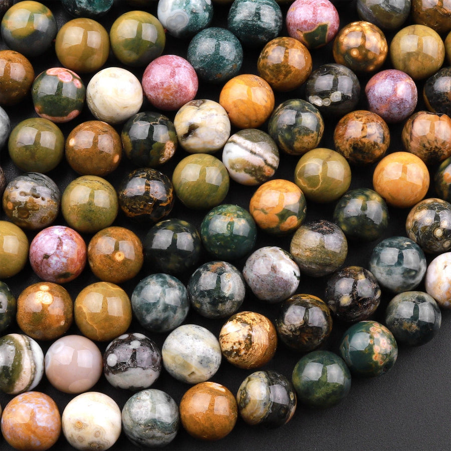 Natural Ocean Jasper Round Beads 4mm 6mm 8mm 10mm 12mm High Quality Round Beads 15.5" Strand