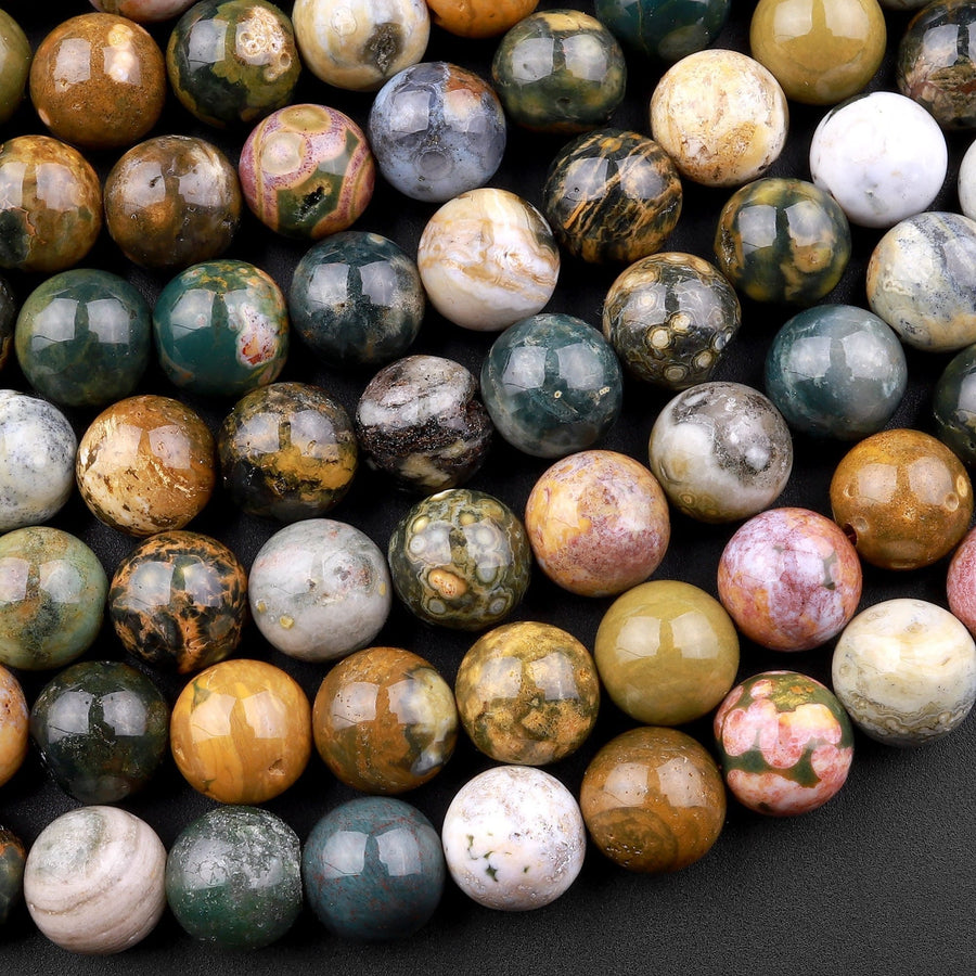 Natural Ocean Jasper Round Beads 4mm 6mm 8mm 10mm 12mm High Quality Round Beads 15.5" Strand