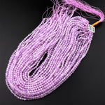 Faceted Natural Lilac Purple Amethyst Round Beads 2mm 3mm Miro Diamond Cut Gemstone 15.5" Strand