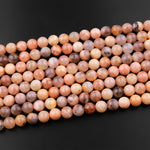 Natural Golden Peach Moonstone 6mm 8mm 10mm Round Beads 15.5" Strand