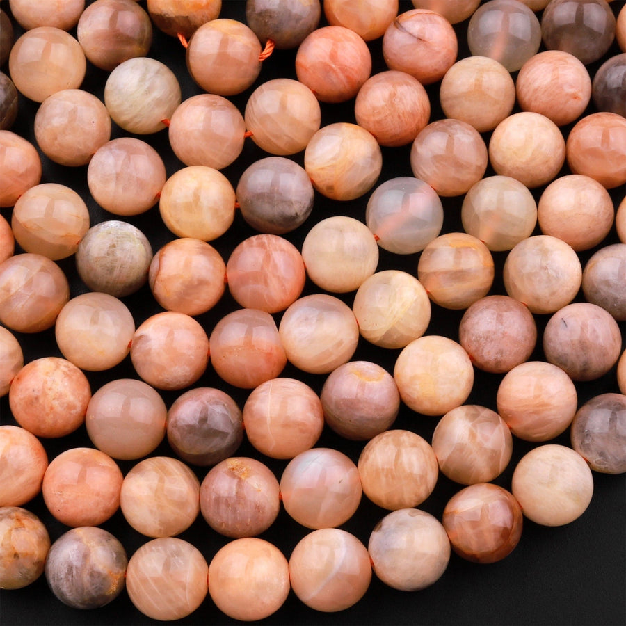 Natural Golden Peach Moonstone 6mm 8mm 10mm Round Beads 15.5" Strand