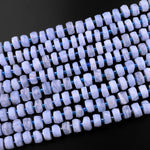 Faceted Natural Blue Lace Agate 10mm 12mm Rondelle Wheel Beads 15.5" Strand