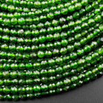 AAA Real Genuine Natural Green Chrome Diopside Faceted 2mm 3mm 4mm Round Gemstone Beads 15.5" Strand