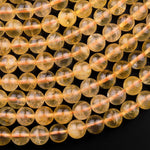Natural Golden Citrine 4mm 6mm 8mm 10mm Round Beads Gemstone 16" Strand