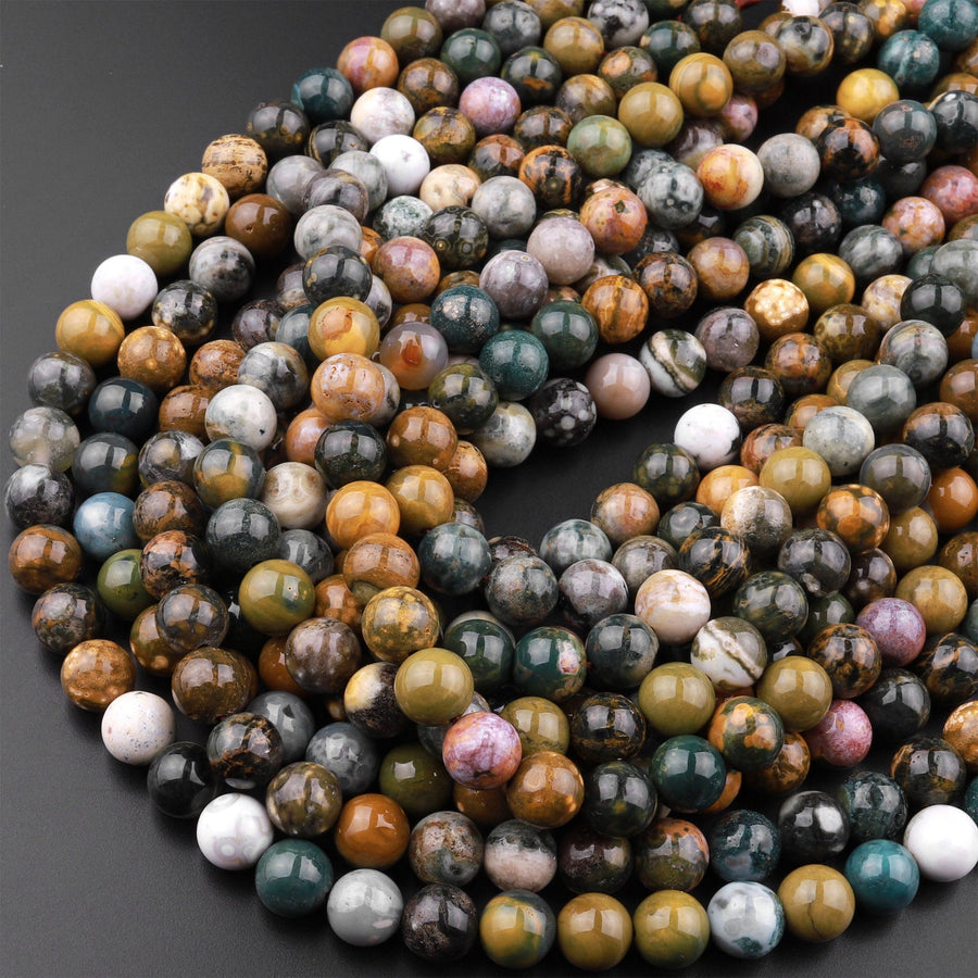 Natural Ocean Jasper Round Beads 4mm 6mm 8mm 10mm 12mm High Quality Round Beads 15.5" Strand