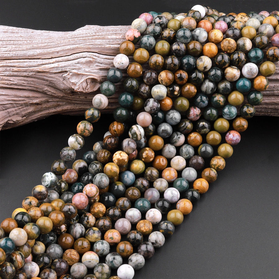 Natural Ocean Jasper Round Beads 4mm 6mm 8mm 10mm 12mm High Quality Round Beads 15.5" Strand
