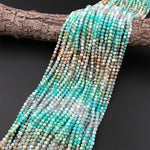 Peruvian Amazonite 4mm Faceted Round Beads Multi Shaded Natural Sea Blue Green Gemstone Micro Laser Diamond Cut 15.5" Strand