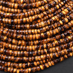 Natural Tiger's Eye 4mm 6mm Heishi Beads 15.5" Strand