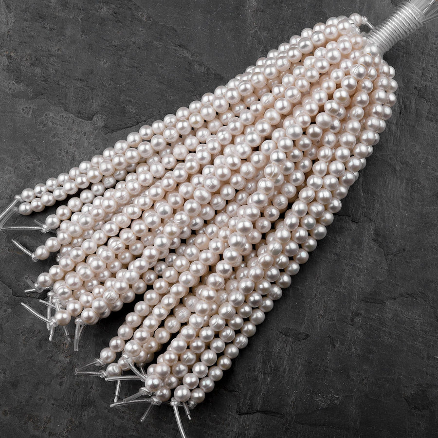Large Hole Pearls Beads Genuine White Freshwater Pearl 8mm 9mm 10mm Round Big 2mm Hole 8" Strand