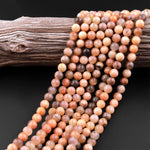 Natural Golden Peach Moonstone 6mm 8mm 10mm Round Beads 15.5" Strand