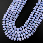 Faceted Natural Blue Lace Agate 10mm 12mm Rondelle Wheel Beads 15.5" Strand