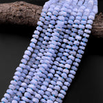 Faceted Natural Blue Lace Agate 10mm 12mm Rondelle Wheel Beads 15.5" Strand