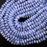 Faceted Natural Blue Lace Agate 10mm 12mm Rondelle Wheel Beads 15.5" Strand