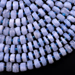 Faceted Natural Blue Lace Agate 10mm 12mm Rondelle Wheel Beads 15.5" Strand