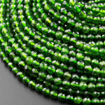 AAA Real Genuine Natural Green Chrome Diopside Faceted 2mm 3mm 4mm Round Gemstone Beads 15.5" Strand
