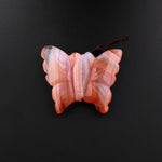 Hand Carved Natural Carnelian Butterfly Pendant Vertically Drilled Gemstone Focal Bead