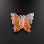 Hand Carved Natural Carnelian Butterfly Pendant Vertically Drilled Gemstone Focal Bead